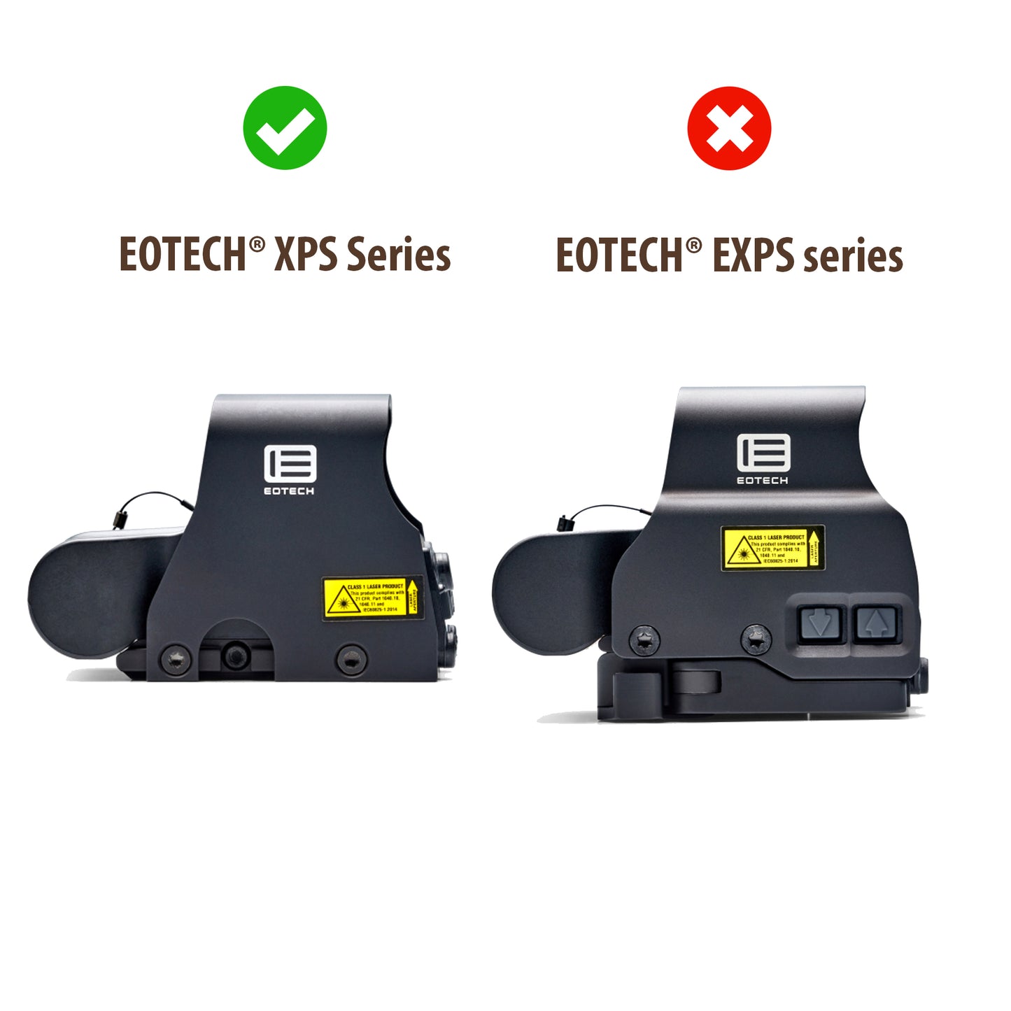 Comparison of EOTECH XPS and EXPS series on a white background